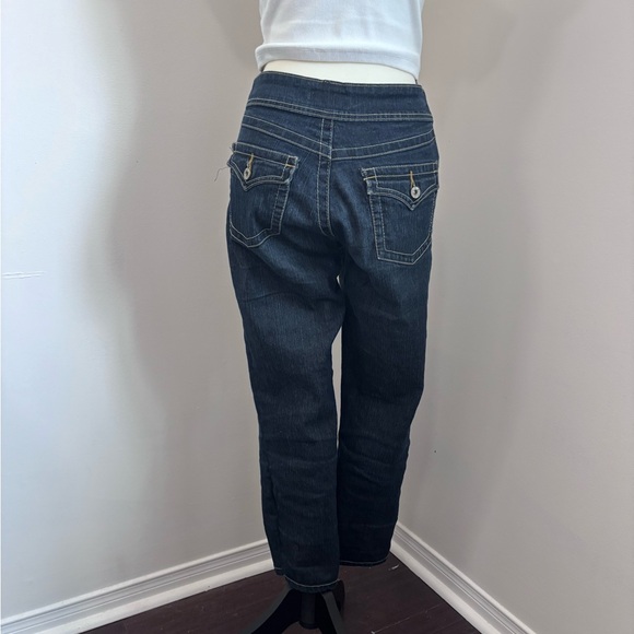 Women’s Y2K Straight Leg Dark Blue Denim Jeans from Angels Mid Rise - Picture 7 of 9